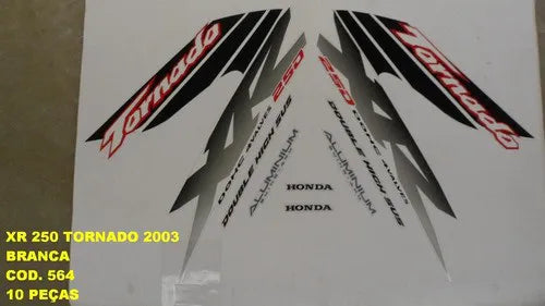 Kit Completo de Adesivos Honda XR 250 Tornado 2003 Branca - Qualidade Premium e Acabamento Perfeito