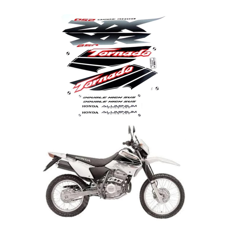 Kit Completo de Adesivos Honda XR 250 Tornado 2003 Branca - Qualidade Premium e Acabamento Perfeito