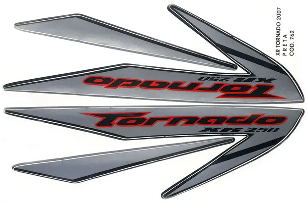 Kit Completo de Adesivos Honda XR 250 Tornado 2007 - Cor Preta