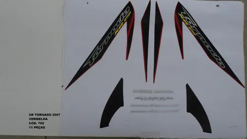 Kit Completo de Adesivos Honda XR 250 Tornado 2007 - Cor Vermelha