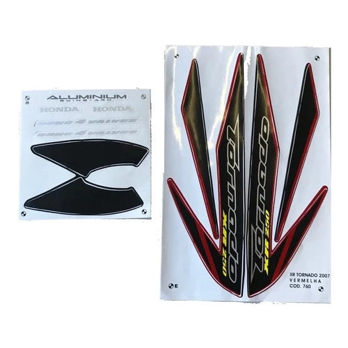 Kit Completo de Adesivos Honda XR 250 Tornado 2007 - Cor Vermelha