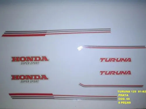 Kit Completo de Adesivos Honda Turuna 1981-82 - Cor Prata