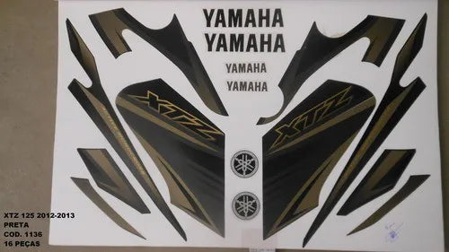 Kit Completo de Adesivos Yamaha XTZ 125 2012/13 - Cor Preto