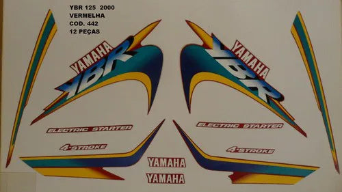 Kit Completo de Adesivos Yamaha YBR 125 2000 - Cor Vermelho