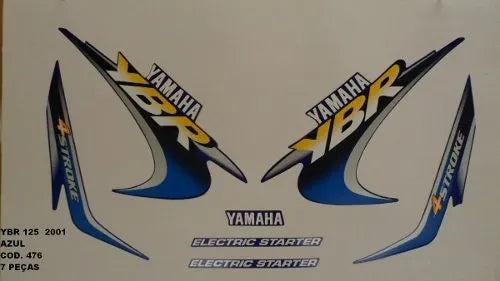 Kit Completo de Adesivos Yamaha YBR 125 2001 - Cor Azul