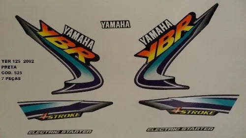 Kit Completo de Adesivos Yamaha YBR 125 2002 - Cor Preto
