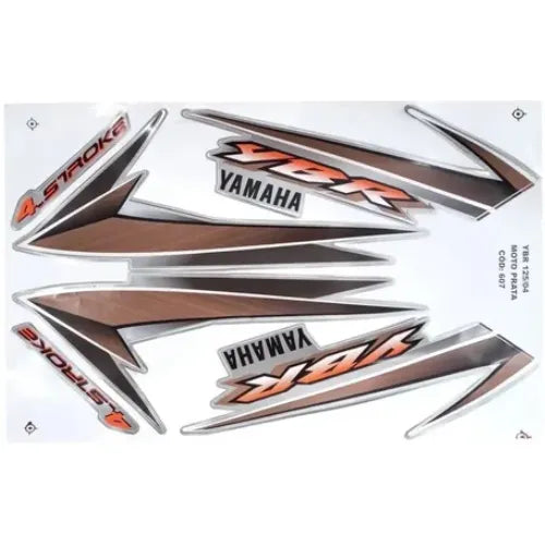 Kit Completo de Adesivos Yamaha YBR 125 2004 - Cor Prata