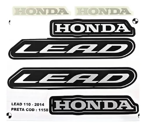 Kit Completo de Adesivos Honda Lead 110 2014 - Cor Preto