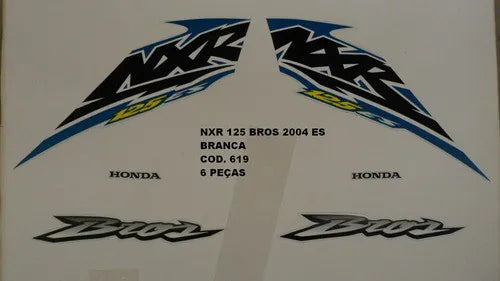 Faixa Adesiva Honda NXR 125 Bross ES 2004 Original Branca - Qualidade Premium e Acabamento Perfeito