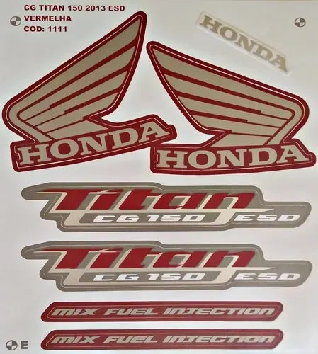 Faixa Adesiva Honda Titan 150 ESD 2013 Modelo Original Vermelha - Qualidade Premium e Acabamento Perfeito