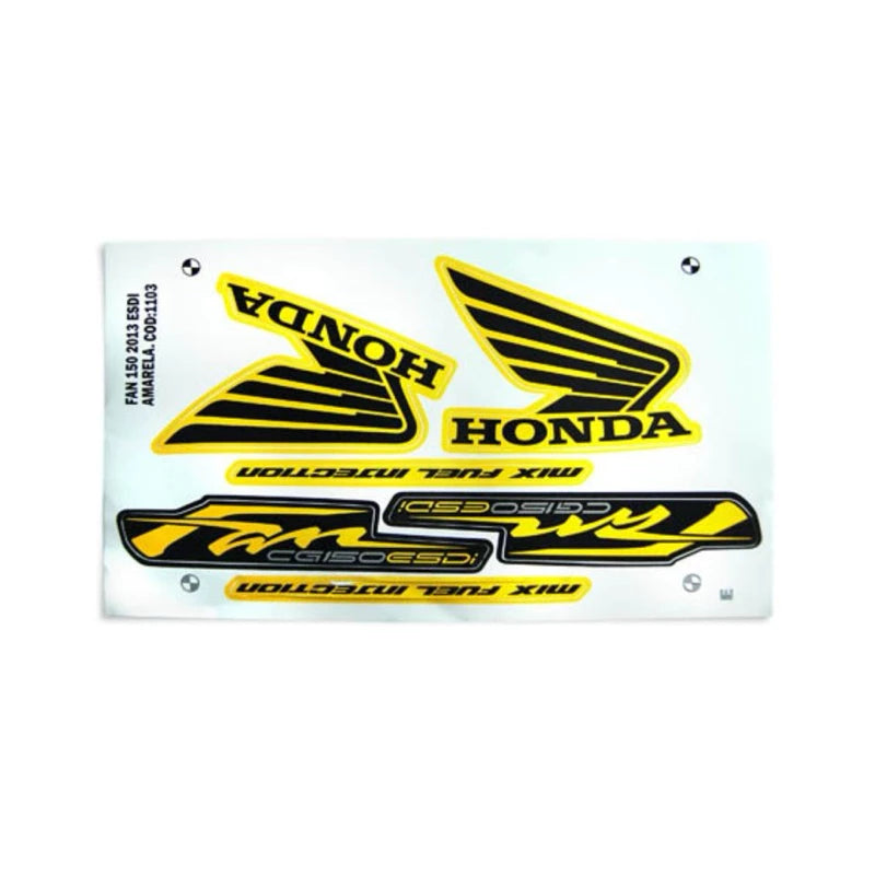 Faixa Adesiva Honda Titan 150 FAN ESDI 2013 Amarela - Qualidade Premium e Acabamento Perfeito