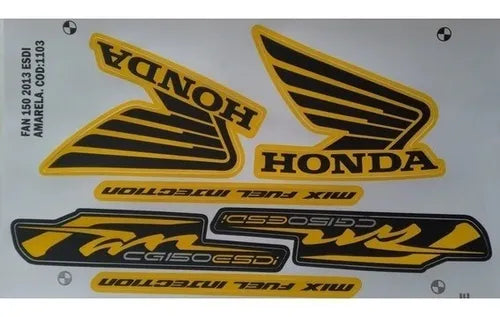 Faixa Adesiva Honda Titan 150 FAN ESDI 2013 Amarela - Qualidade Premium e Acabamento Perfeito