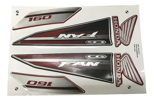 Kit Completo de Adesivos Yamaha TIT16 FAN 2017 - Cor Vermelha