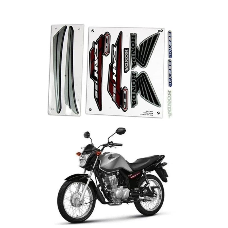 Kit Completo de Adesivos Honda Titan Fan 125 KS 2015 Prata - Qualidade Premium e Acabamento Perfeito