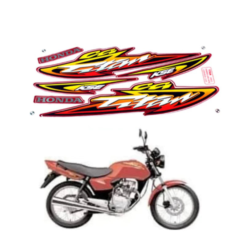 Kit Completo de Adesivos Honda Titan 125 KSE 2003 Vermelha - Qualidade Premium e Acabamento Perfeito