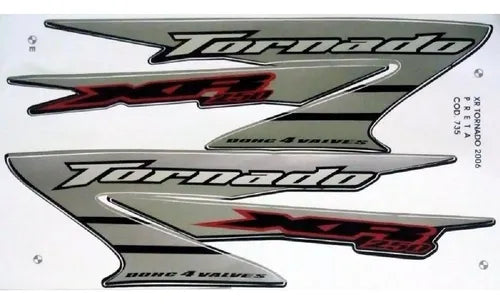 Kit Completo de Adesivos Honda XR 250 Tornado 2006 - Cor Preta