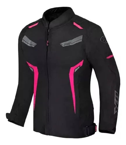 Jaqueta X11 ONE Sport Feminina Preto/Rosa GG - Vista Frontal
