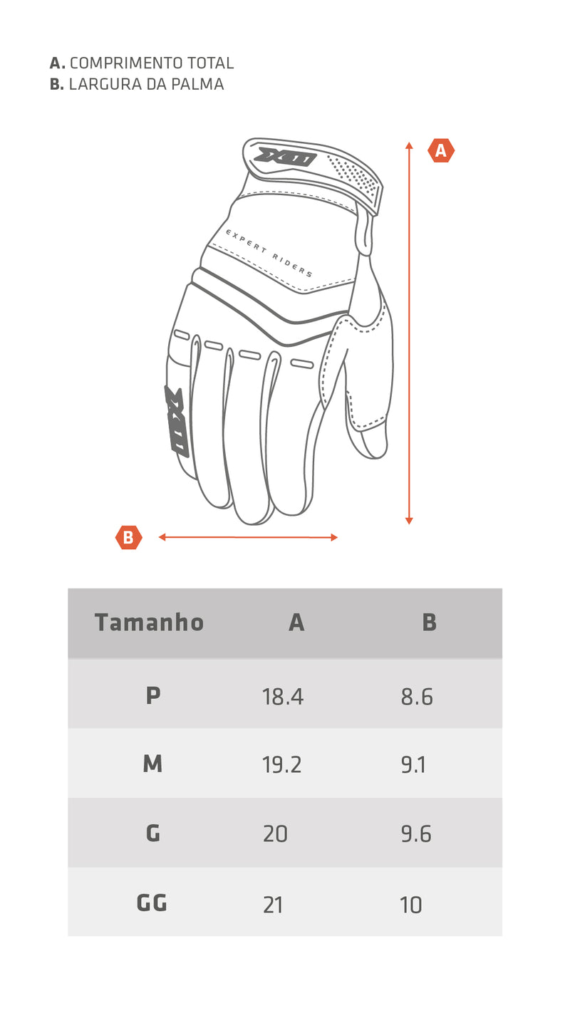 LUVA NITRO WIN TABELA TAMANHO