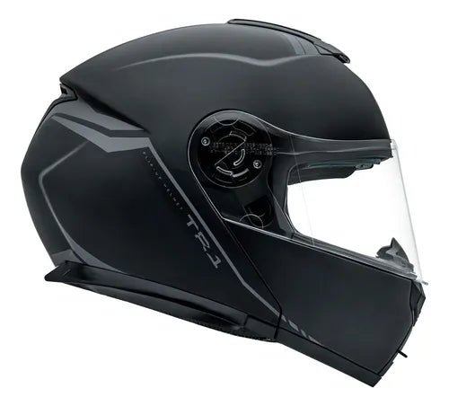Capacete Peels U-RB2 TR1 NKD Articulado Robocop - Cor Preto Fosco/Grafite