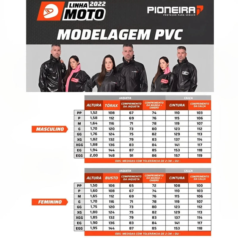 Capa de Chuva Pioneiro PVC - Proteção Completa para Motociclistas - Impermeável e Resistente