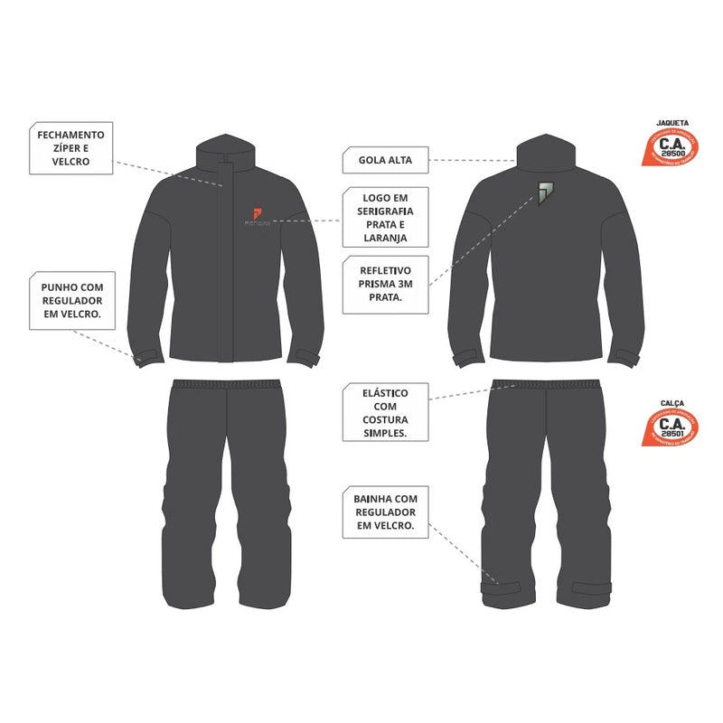 Capa de Chuva Pioneiro PVC - Proteção Completa para Motociclistas - Impermeável e Resistente